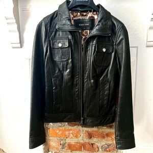 Black leather jacket - Small